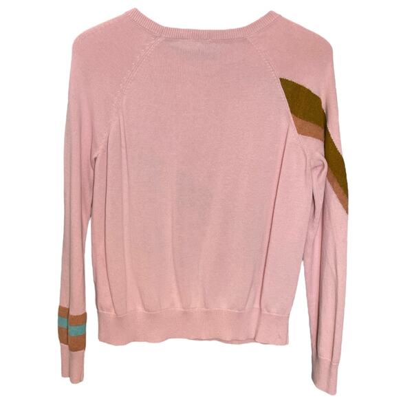 Moth Anthropologie Colorblock Stripe Sweater Pink Brown Green Size M - Picture 4 of 7